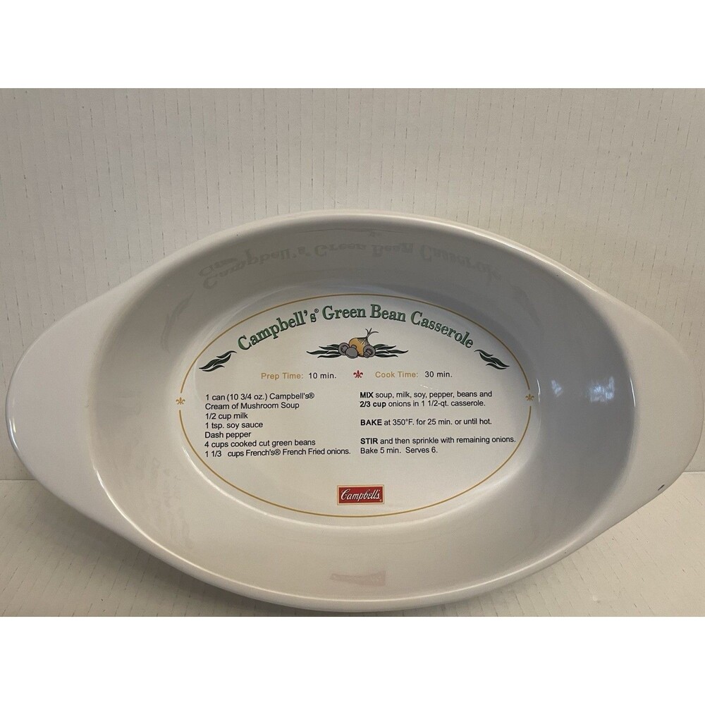 Campbell's Soup Company  2005 1.5 Qt Oval Green Bean Casserole Dish w/Recipe